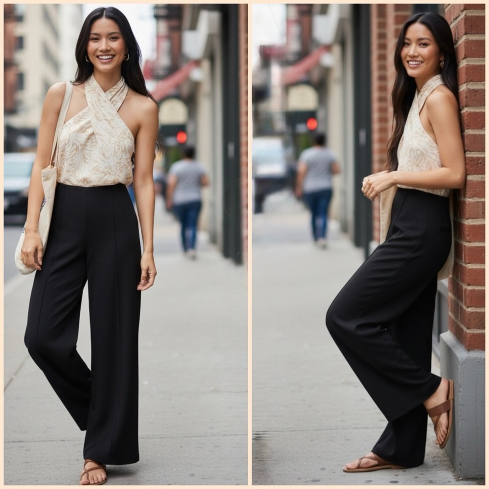 Lands end Starfish High Rise Palazzo Pants  Wide-Leg